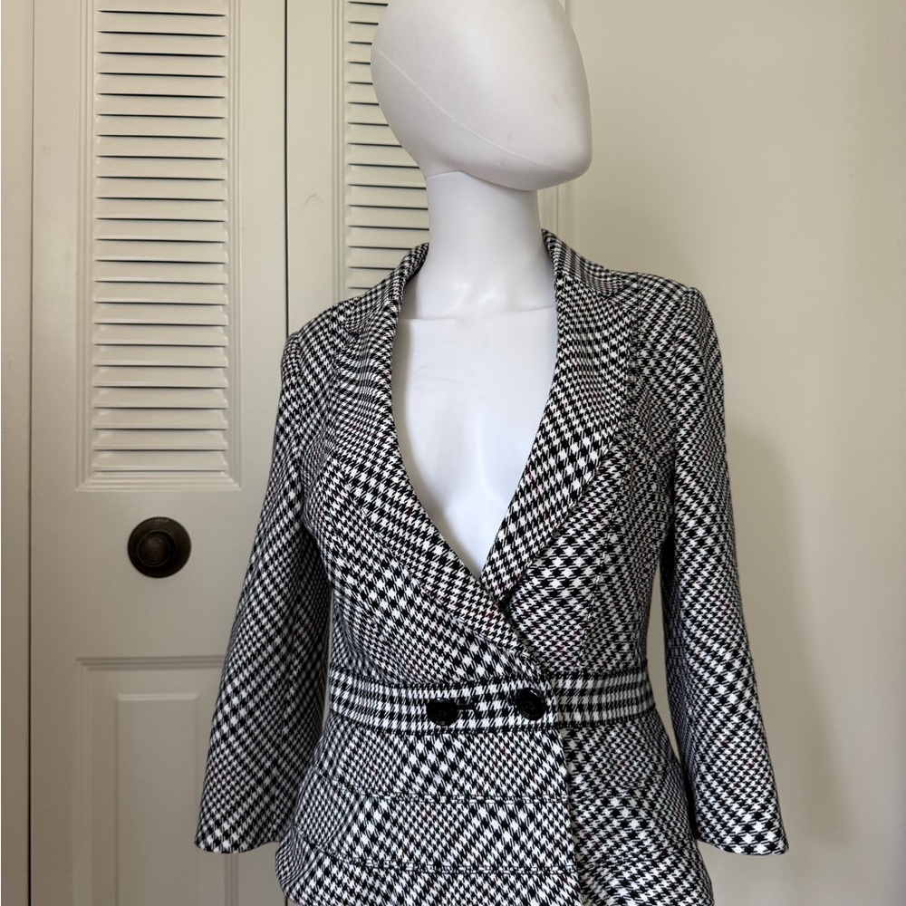 Elegant Black and White Plaid Women's Blazer